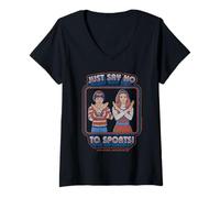 Mujer Say No to Sports Sarcastic Retro Vintage Funny Adult Humor Camiseta Cuello V