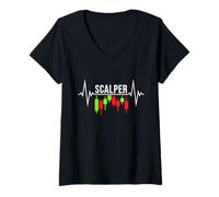 Mujer Scalper Heartbeat: línea de pulso para el comercio de criptomonedas Camiseta Cuello V