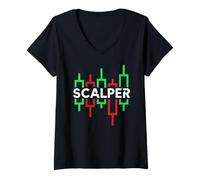Mujer Scalper para el Scalping rápido y los Comerciantes de los Amantes del Comercio Diario Camiseta Cuello V