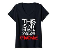 Mujer Scary GNOME Halloween Costume Scary Garden Cute GNOME Gift Camiseta Cuello V