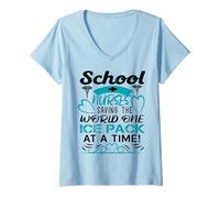 Mujer School Nurses Saving The World One Ice Pack At A Time Camiseta Cuello V