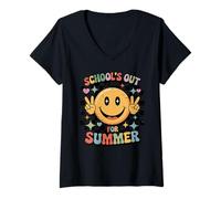 Mujer School's out For Summer Retro Fin Curso Vacaciones Escolares Camiseta Cuello V