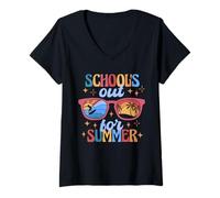 Mujer School's Out for Summer Sunglasses Fun Summer Break Vibes Camiseta Cuello V