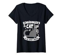 Mujer Schrödinger Cat Is My Spirit Animal Funny Design Camiseta Cuello V