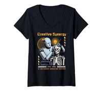 Mujer Sci Fi Creative Synergy AI Humanos innovando Juntos Camiseta Cuello V