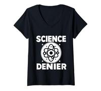 Mujer Science Denier Mentalidad de conspiración anti-ciencia |---- Camiseta Cuello V