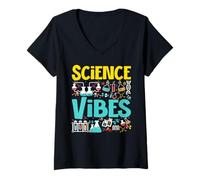 Mujer Science Vibes Cool Científico Biología Profesor de Química Camiseta Cuello V