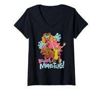 Mujer Scooby Doo Beware of Monsters Camiseta Cuello V