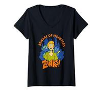 Mujer Scooby Doo Beware of Monsters Halloween Camiseta Cuello V