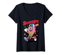 Mujer Scoops Baseball Ice Cream Cono Vintage Deportes Jugadores & Fans Camiseta Cuello V