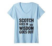 Mujer Scotch Goes In Wisdom Sale Beber Humorístico Camiseta Cuello V