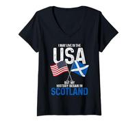 Mujer Scottish American Mi historia comenzó en Scotland Pride Vintage Camiseta Cuello V