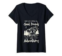 Mujer Scout Life Buenos Amigos Grandes Aventuras Camping Aire Libre Camiseta Cuello V