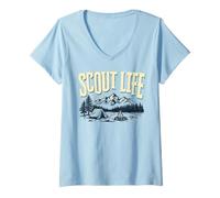 Mujer Scout Life Camping Retro Scouting Graphic Camiseta Cuello V