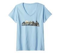 Mujer Scout Life Vintage Train & Nature Locomotive Graphic Camiseta Cuello V