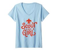 Mujer Scout Like A Girl Fleur De lis BSA Cub Scouts Typography Camiseta Cuello V