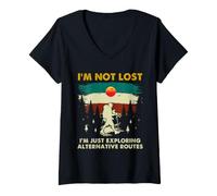 Mujer Scout Senderismo Humor No Perdido Rutas Alternativas Al Aire Libre Camiseta Cuello V