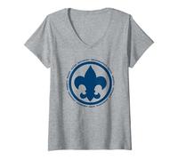 Mujer Scouting Fleur De lis & Scout Law BSA Cub Scouts Logo Camiseta Cuello V