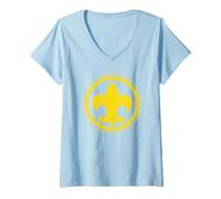 Mujer Scouting Fleur De lis & Scout Law BSA Cub Scouts Logo Camiseta Cuello V