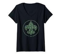 Mujer Scouts BSA Outdoor Code Artistic Leaf Design Camiseta Cuello V
