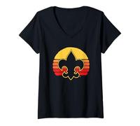 Mujer Scouts Fleur-De-lis Retro 80's Throwback Scouting America Camiseta Cuello V
