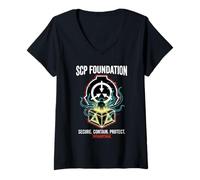 Mujer SCP Foundation Contención Capaz Fallo Anomalía SCP-076 Camiseta Cuello V