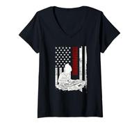 Mujer Scrapbooking Bandera Estadounidense desgastada USA Crafter Camiseta Cuello V