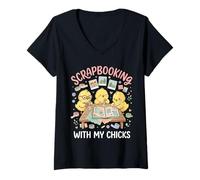 Mujer Scrapbooking con mis Polluelos Camiseta Cuello V