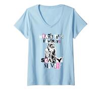 Mujer Scream What's Your Favorite Scary Movie DIY Collage Horror Camiseta Cuello V
