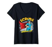 Mujer Scrubs Are My Superhero Cape para enfermeras Camiseta Cuello V