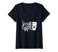 Mujer Scrubs y café para Enfermeras Camiseta Cuello V