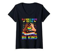 Mujer Sé Amable, Orgullo y Arco Iris, LGBT, Conciencia sobre la Igualdad Camiseta Cuello V
