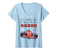 Mujer Se apagan Las Luces y Nos Vamos Semana de Carreras Motorsport Racing Camiseta Cuello V