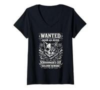 Mujer Se Busca Vivo y Muerto, el fanático de los Gatos de Schrodinger Camiseta Cuello V
