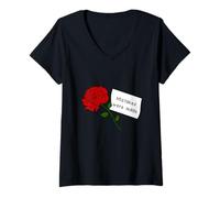 Mujer Se cometieron errores de rosa roja con cita Camiseta Cuello V