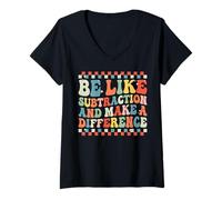 Mujer Sé como la resta y Marca la Diferencia Divertido Profesor de matemáticas Camiseta Cuello V