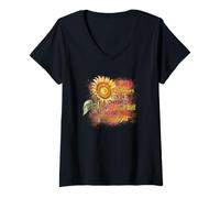 Mujer Sé como un Girasol, me mantendré Alto y encontraré la luz del Sol Camiseta Cuello V