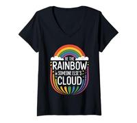 Mujer Sé el arco iris en la nube de otra persona Empatía por la salud mental Camiseta Cuello V