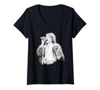 Mujer Se enfrenta a Rod Stewart en el Escenario Odeon Birmingham 1976 Camiseta Cuello V