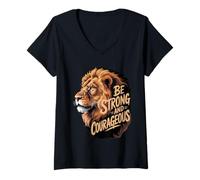 Mujer Sé fuerte y valiente Camiseta Cuello V