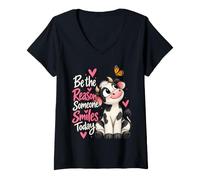 Mujer Sé la razón por la Que Alguien sonríe Hoy Linda Vaca Camiseta Cuello V
