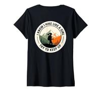Mujer Sé Que Camina como una Chica Trato de Mantener el Ritmo Caminante Senderismo Mujer Camiseta Cuello V