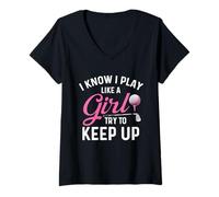 Mujer Sé Que Juego como una Chica Trato de Mantenerse al día - Golfista Amante del Golf Camiseta Cuello V