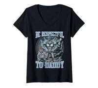 Mujer Sé Respetuoso con el Hombre Lobo Muscular de papá Camiseta Cuello V