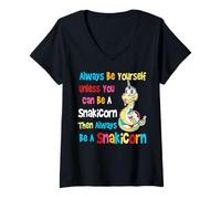 Mujer Sé Siempre un Lindo Amante de Las Serpientes de Snakicorn Camiseta Cuello V