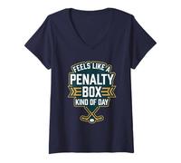 Mujer Se Siente como una Caja de penalización Tipo de día de Hockey sobre Hielo MaskStick Camiseta Cuello V