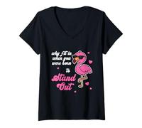 Mujer Sé tú Mismo: por qué Encajar Cuando estabas empoderando a Flamingo Camiseta Cuello V