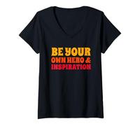 Mujer Sé tu Propio héroe e inspiración (motivación Positiva) Camiseta Cuello V