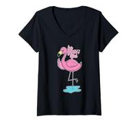 Mujer Sé tu Tiful Flamingo Camiseta Cuello V
