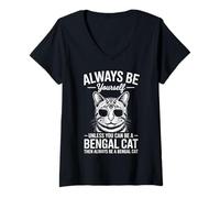 Mujer Sé un Gato de Bengala Divertido Gato de Bengala Camiseta Cuello V